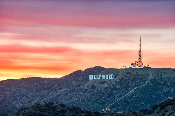 Landscape Hollywood Sign Hill Los Angeles California Sunset